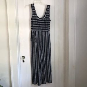 Xhilaration black and white striped jumpsuit small